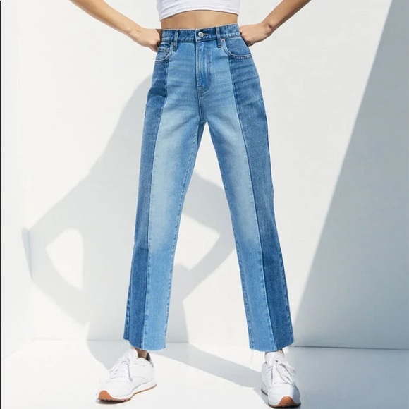 two tone mom jeans